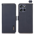 For Motorola Edge 50 Neo 5G / Moto S50 5G KHAZNEH Side-Magnetic Litchi Genuine Leather RFID Phone Case(Blue) - Motorola Cases by PMC TechLife | Online Shopping South Africa | PMC TechLife | Buy Now Pay Later Mobicred
