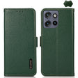 For Motorola Edge 50 Neo 5G / Moto S50 5G KHAZNEH Side-Magnetic Litchi Genuine Leather RFID Phone Case(Green) - Motorola Cases by PMC TechLife | Online Shopping South Africa | PMC TechLife | Buy Now Pay Later Mobicred