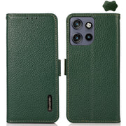 For Motorola Edge 50 Neo 5G / Moto S50 5G KHAZNEH Side-Magnetic Litchi Genuine Leather RFID Phone Case(Green)