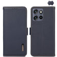 For Motorola Edge 50 5G KHAZNEH Side-Magnetic Litchi Genuine Leather RFID Phone Case(Blue) - Motorola Cases by PMC TechLife | Online Shopping South Africa | PMC TechLife | Buy Now Pay Later Mobicred