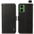 For Motorola Moto G35 KHAZNEH Side-Magnetic Litchi Genuine Leather RFID Phone Case(Black) - Motorola Cases by PMC TechLife | Online Shopping South Africa | PMC TechLife | Buy Now Pay Later Mobicred