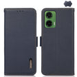 For Motorola Moto G35 KHAZNEH Side-Magnetic Litchi Genuine Leather RFID Phone Case(Blue) - Motorola Cases by PMC TechLife | Online Shopping South Africa | PMC TechLife | Buy Now Pay Later Mobicred