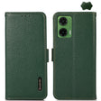 For Motorola Moto G35 KHAZNEH Side-Magnetic Litchi Genuine Leather RFID Phone Case(Green) - Motorola Cases by PMC TechLife | Online Shopping South Africa | PMC TechLife | Buy Now Pay Later Mobicred