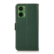For Motorola Moto G35 KHAZNEH Side-Magnetic Litchi Genuine Leather RFID Phone Case(Green)