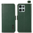 For Motorola Moto G75 5G KHAZNEH Side-Magnetic Litchi Genuine Leather RFID Phone Case(Green) - free shipping - PMC TechLife - Order now!