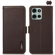 For Motorola Moto G75 5G KHAZNEH Side-Magnetic Litchi Genuine Leather RFID Phone Case(Brown) - Motorola Cases by PMC TechLife | Online Shopping South Africa | PMC TechLife | Buy Now Pay Later Mobicred