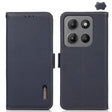 For Motorola Moto G15 4G / G05 KHAZNEH Side-Magnetic Litchi Genuine Leather RFID Phone Case(Blue) - Motorola Cases by PMC TechLife | Online Shopping South Africa | PMC TechLife | Buy Now Pay Later Mobicred