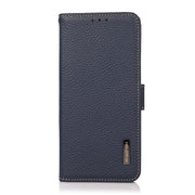 For Motorola Moto G15 4G / G05 KHAZNEH Side-Magnetic Litchi Genuine Leather RFID Phone Case(Blue)