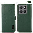 For Motorola Moto G15 4G / G05 KHAZNEH Side-Magnetic Litchi Genuine Leather RFID Phone Case(Green) - Motorola Cases by PMC TechLife | Online Shopping South Africa | PMC TechLife | Buy Now Pay Later Mobicred