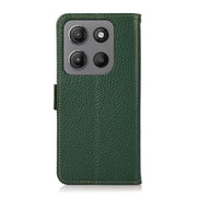 For Motorola Moto G15 4G / G05 KHAZNEH Side-Magnetic Litchi Genuine Leather RFID Phone Case(Green)
