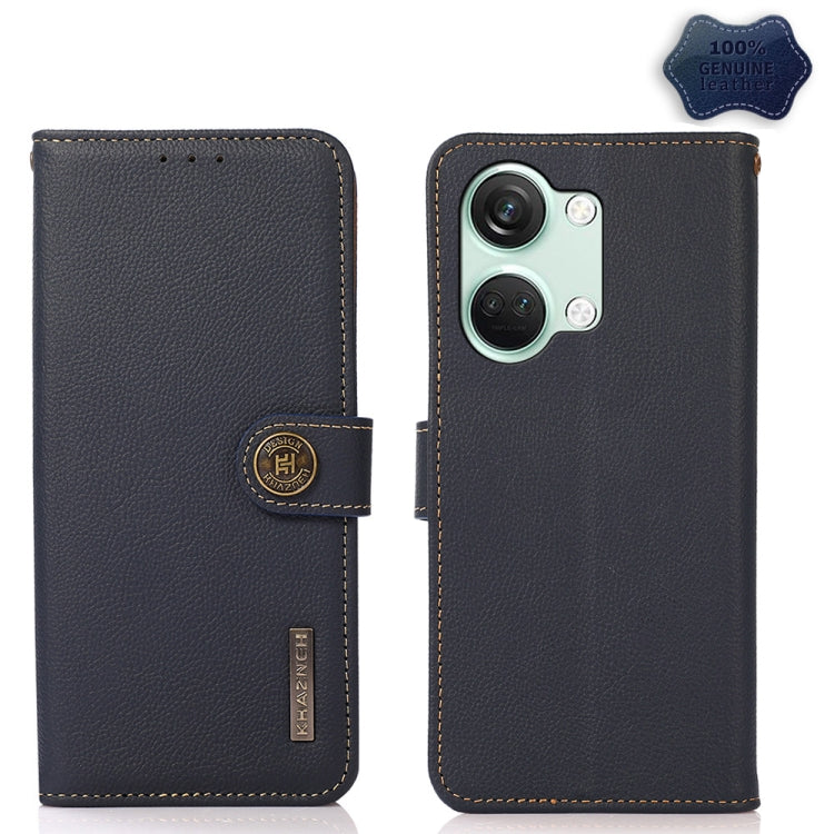 For OnePlus Nord 3 KHAZNEH Custer Genuine Leather RFID Phone Case(Blue) - OnePlus Cases by PMC TechLife | Online Shopping South Africa | PMC TechLife | Buy Now Pay Later Mobicred