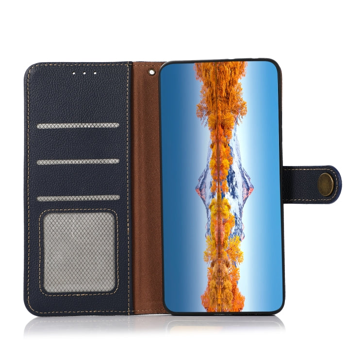 For OnePlus Nord 3 KHAZNEH Custer Genuine Leather RFID Phone Case(Blue)