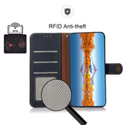 For OnePlus Nord 3 KHAZNEH Custer Genuine Leather RFID Phone Case(Blue)