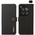 For OnePlus 12 KHAZNEH Custer Genuine Leather RFID Phone Case(Black) - OnePlus Cases by PMC TechLife | Online Shopping South Africa | PMC TechLife | Buy Now Pay Later Mobicred