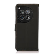 For OnePlus 12 KHAZNEH Custer Genuine Leather RFID Phone Case(Black)