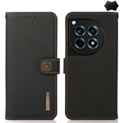 For OnePlus 12R KHAZNEH Custer Genuine Leather RFID Phone Case(Black)