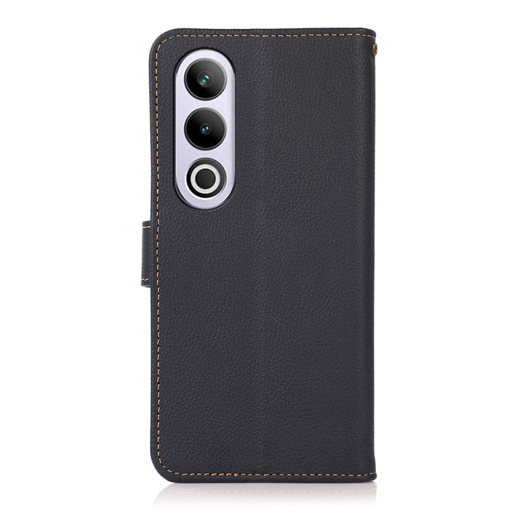 For OnePlus CE4 5G Global KHAZNEH Custer Genuine Leather RFID Phone Case(Blue)