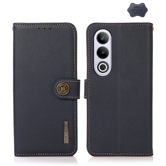For OnePlus Ace 3V KHAZNEH Custer Genuine Leather RFID Phone Case(Blue)