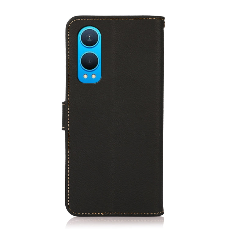 For OnePlus CE4 Lite KHAZNEH Custer Genuine Leather RFID Phone Case(Black) - OnePlus Cases by PMC TechLife | Online Shopping South Africa | PMC TechLife | Buy Now Pay Later Mobicred