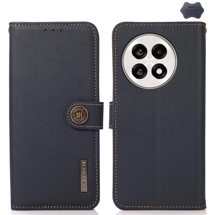 For OnePlus Ace 5 Pro / Ace 5 / 13R KHAZNEH Custer Genuine Leather RFID Phone Case(Blue) - Ace 5 Cases by PMC TechLife | Online Shopping South Africa | PMC TechLife | Buy Now Pay Later Mobicred
