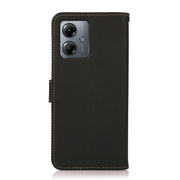 For Motorola Moto G14 4G KHAZNEH Custer Genuine Leather RFID Phone Case(Black)