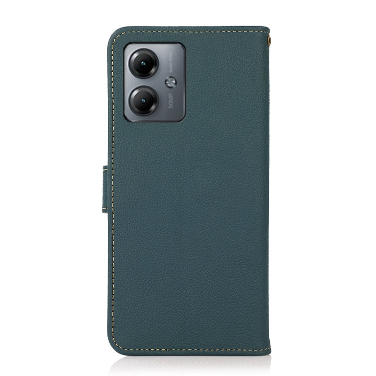 For Motorola Moto G14 4G KHAZNEH Custer Genuine Leather RFID Phone Case(Green) - Motorola Cases by PMC TechLife | Online Shopping South Africa | PMC TechLife | Buy Now Pay Later Mobicred