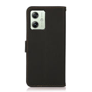 For Motorola Moto G54 5G KHAZNEH Custer Genuine Leather RFID Phone Case(Black)