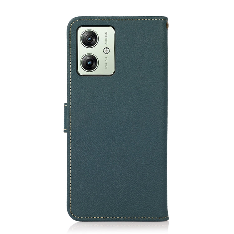 For Motorola Moto G54 5G KHAZNEH Custer Genuine Leather RFID Phone Case(Green)