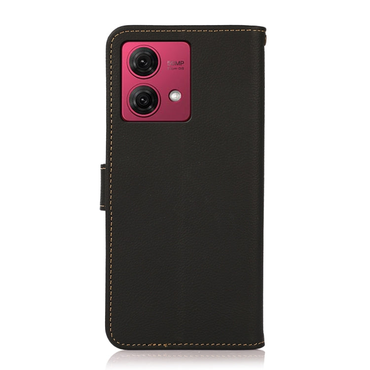 For Motorola Moto G84 5G KHAZNEH Custer Genuine Leather RFID Phone Case(Black) - Motorola Cases by PMC TechLife | Online Shopping South Africa | PMC TechLife | Buy Now Pay Later Mobicred