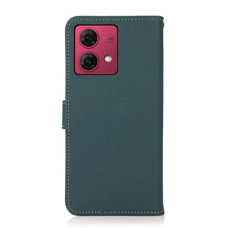 For Motorola Moto G84 5G KHAZNEH Custer Genuine Leather RFID Phone Case(Green)