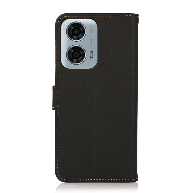 For Motorola Moto G34 KHAZNEH Custer Genuine Leather RFID Phone Case(Black) - Motorola Cases by PMC TechLife | Online Shopping South Africa | PMC TechLife | Buy Now Pay Later Mobicred