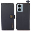 For Motorola Moto G34 KHAZNEH Custer Genuine Leather RFID Phone Case(Blue) - Motorola Cases by PMC TechLife | Online Shopping South Africa | PMC TechLife | Buy Now Pay Later Mobicred