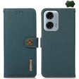 For Motorola Moto G34 KHAZNEH Custer Genuine Leather RFID Phone Case(Green) - Motorola Cases by PMC TechLife | Online Shopping South Africa | PMC TechLife | Buy Now Pay Later Mobicred