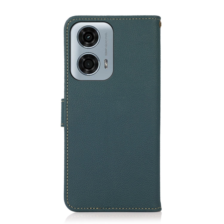 For Motorola Moto G34 KHAZNEH Custer Genuine Leather RFID Phone Case(Green) - Motorola Cases by PMC TechLife | Online Shopping South Africa | PMC TechLife | Buy Now Pay Later Mobicred
