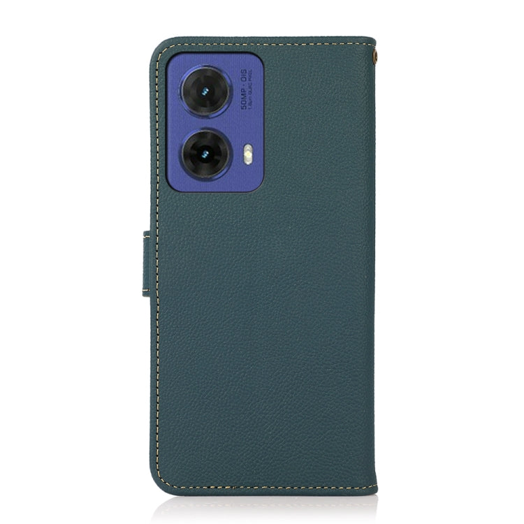 For Motorola Moto G85 KHAZNEH Custer Genuine Leather RFID Phone Case(Green) - Motorola Cases by PMC TechLife | Online Shopping South Africa | PMC TechLife | Buy Now Pay Later Mobicred