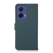 For Motorola Moto G85 KHAZNEH Custer Genuine Leather RFID Phone Case(Green)