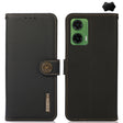 For Motorola Moto G35 KHAZNEH Custer Genuine Leather RFID Phone Case(Black) - Motorola Cases by PMC TechLife | Online Shopping South Africa | PMC TechLife | Buy Now Pay Later Mobicred
