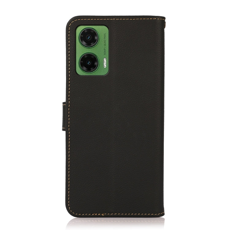 For Motorola Moto G35 KHAZNEH Custer Genuine Leather RFID Phone Case(Black) - Motorola Cases by PMC TechLife | Online Shopping South Africa | PMC TechLife | Buy Now Pay Later Mobicred