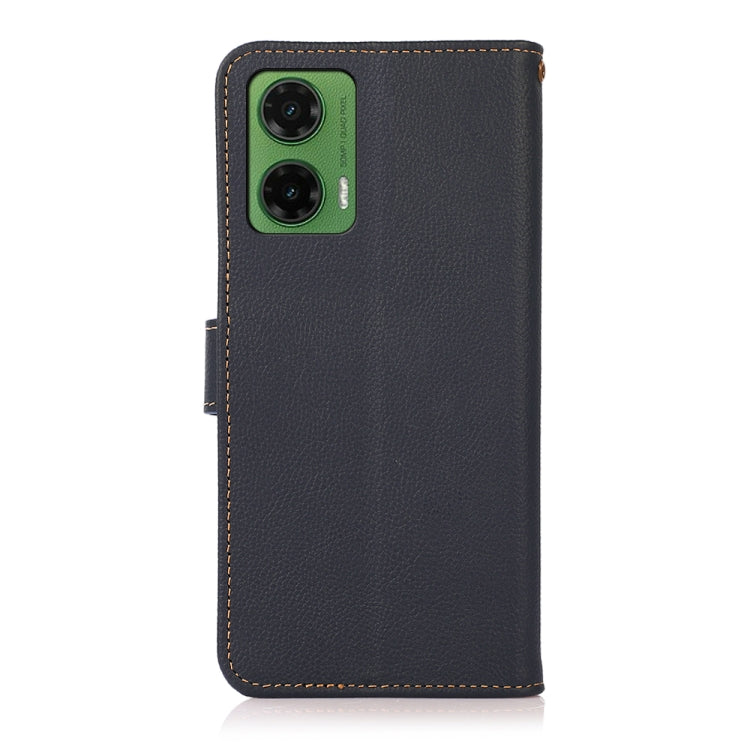 For Motorola Moto G35 KHAZNEH Custer Genuine Leather RFID Phone Case(Blue) - Motorola Cases by PMC TechLife | Online Shopping South Africa | PMC TechLife | Buy Now Pay Later Mobicred
