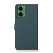 For Motorola Moto G35 KHAZNEH Custer Genuine Leather RFID Phone Case(Green)