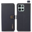 For Motorola Moto G75 5G KHAZNEH Custer Genuine Leather RFID Phone Case(Blue) - Motorola Cases by PMC TechLife | Online Shopping South Africa | PMC TechLife | Buy Now Pay Later Mobicred