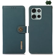 For Motorola Moto G75 5G KHAZNEH Custer Genuine Leather RFID Phone Case(Green)