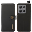 For Motorola Moto G15 4G KHAZNEH Custer Genuine Leather RFID Phone Case(Black) - Motorola Cases by PMC TechLife | Online Shopping South Africa | PMC TechLife | Buy Now Pay Later Mobicred