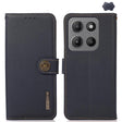 For Motorola Moto G15 4G KHAZNEH Custer Genuine Leather RFID Phone Case(Blue) - free shipping - PMC TechLife - Order now!