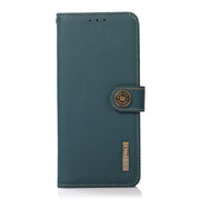 For Motorola Moto G15 4G KHAZNEH Custer Genuine Leather RFID Phone Case(Green)