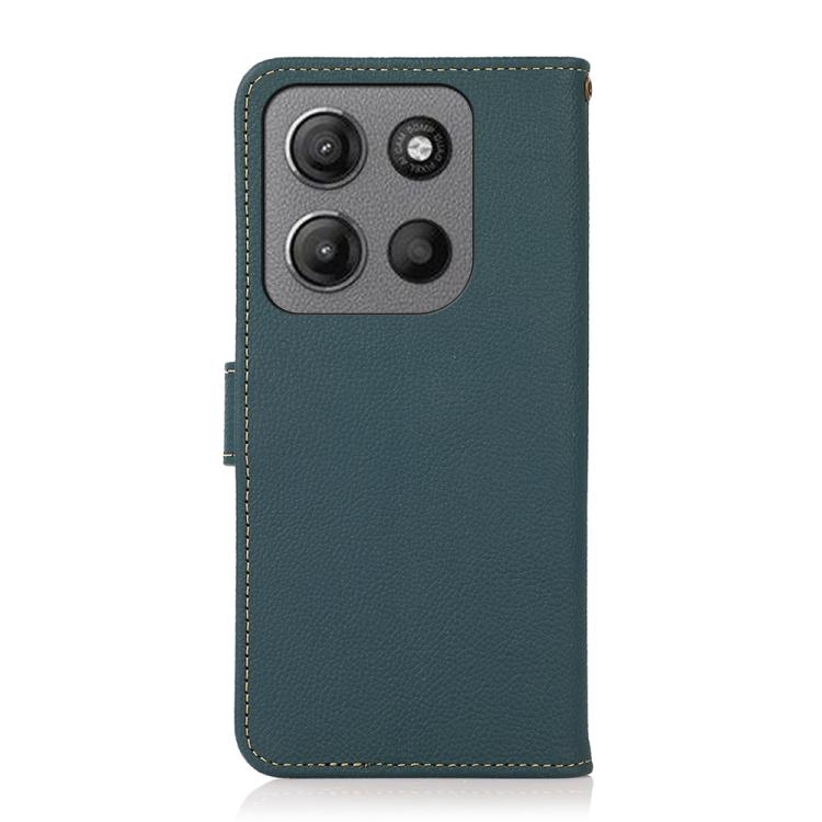 For Motorola Moto G15 4G KHAZNEH Custer Genuine Leather RFID Phone Case(Green) - Motorola Cases by PMC TechLife | Online Shopping South Africa | PMC TechLife | Buy Now Pay Later Mobicred