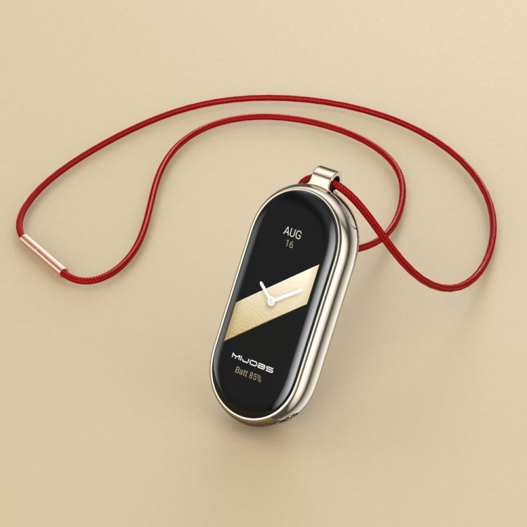 For Xiaomi Smart Band 10 / 9 / 8 Mijobs Stainless Steel Buckle Wax Rope Necklace(Red+Light Gold)