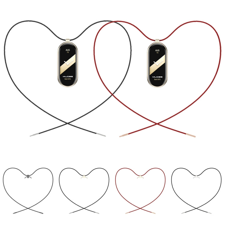 For Xiaomi Smart Band 10 / 9 / 8 Mijobs Stainless Steel Buckle Wax Rope Necklace(Black)