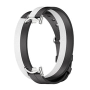 For Xiaomi Mi Band 8 / 9 / 9 NFC Mijobs Double-Loop Leather Watch Band(Black+White+Silver)