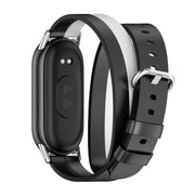 For Xiaomi Mi Band 8 / 9 / 9 NFC Mijobs Double-Loop Leather Watch Band(Black+White+Silver)